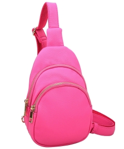 Fashion Multi Pocket Sling Bag ND124 FUCHSIA